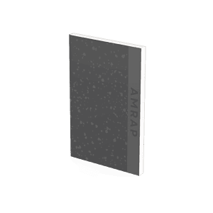 A gray notebook with the word "AMRAP" printed on the right side of the cover, perfect for enthusiasts who use fitness journals to track their progress.