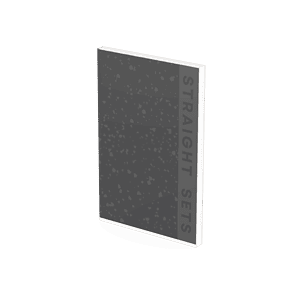 A gray book titled "Straight Sets" stands upright with a plain cover, resembling the classic style of fitness journals.